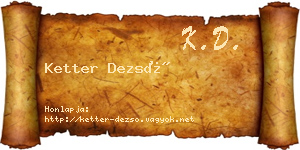 Ketter Dezső névjegykártya